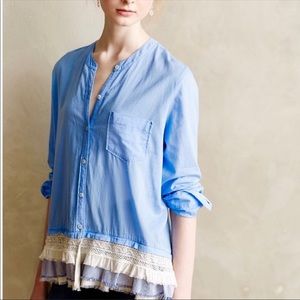 ANTHROPOLOGIE Holding Horses Layered Peplum Top
